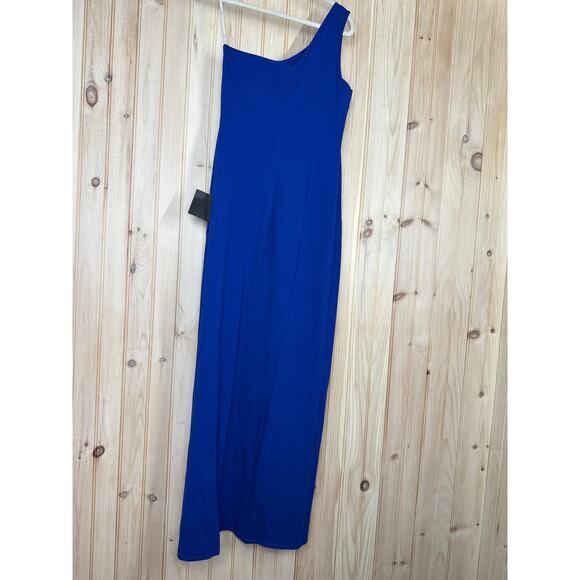 NWT Lulus Good Times Only Royal Blue One-Shoulder Maxi Dress Gala Wedding Sz M - Picture 4 of 8